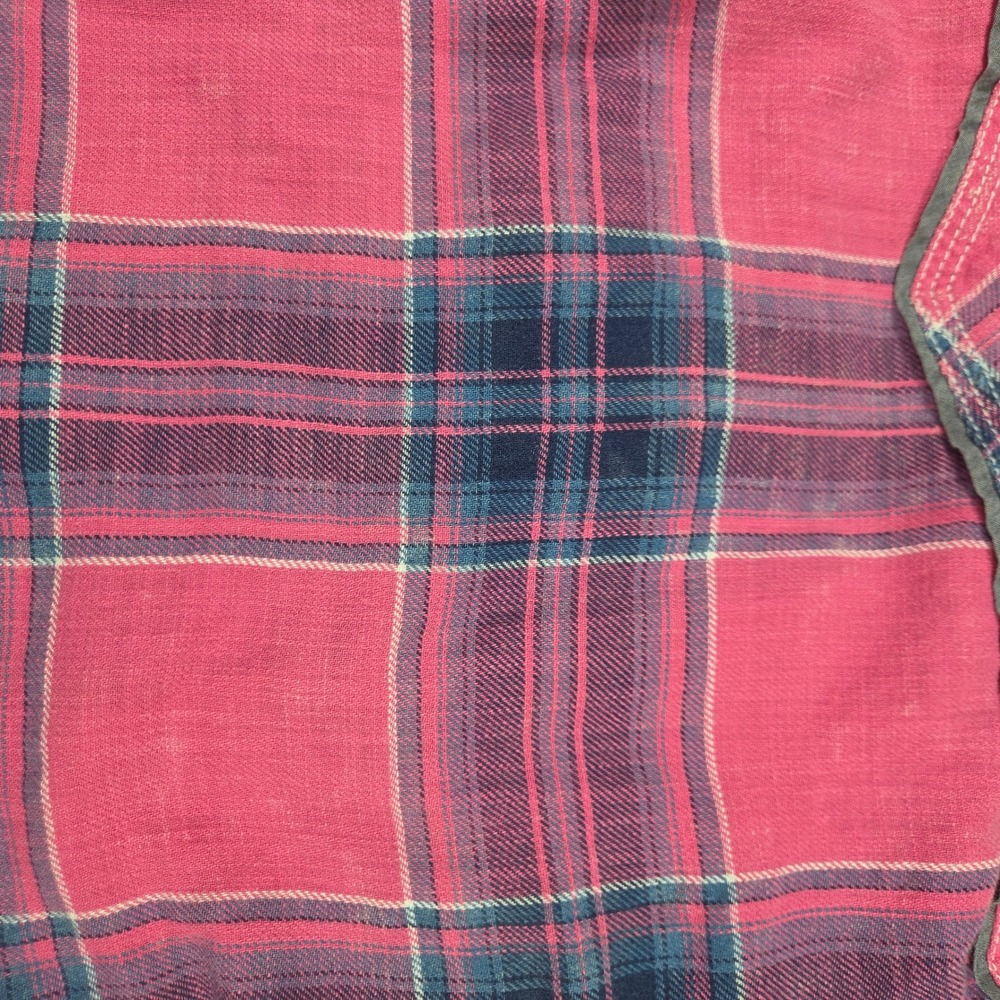BKE Vintage Mens XL Pink Plaid Western Pearl Snap Short Sleeve Shirt - Picture 9 of 13